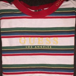 Authentic Guess Striped Logo Collar T-shirt